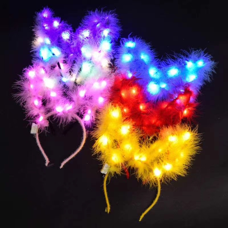 Web celebrity feather the same ten lamp feather rabbit ear hairpin ball decoration hairpin factory direct sale thumbnail