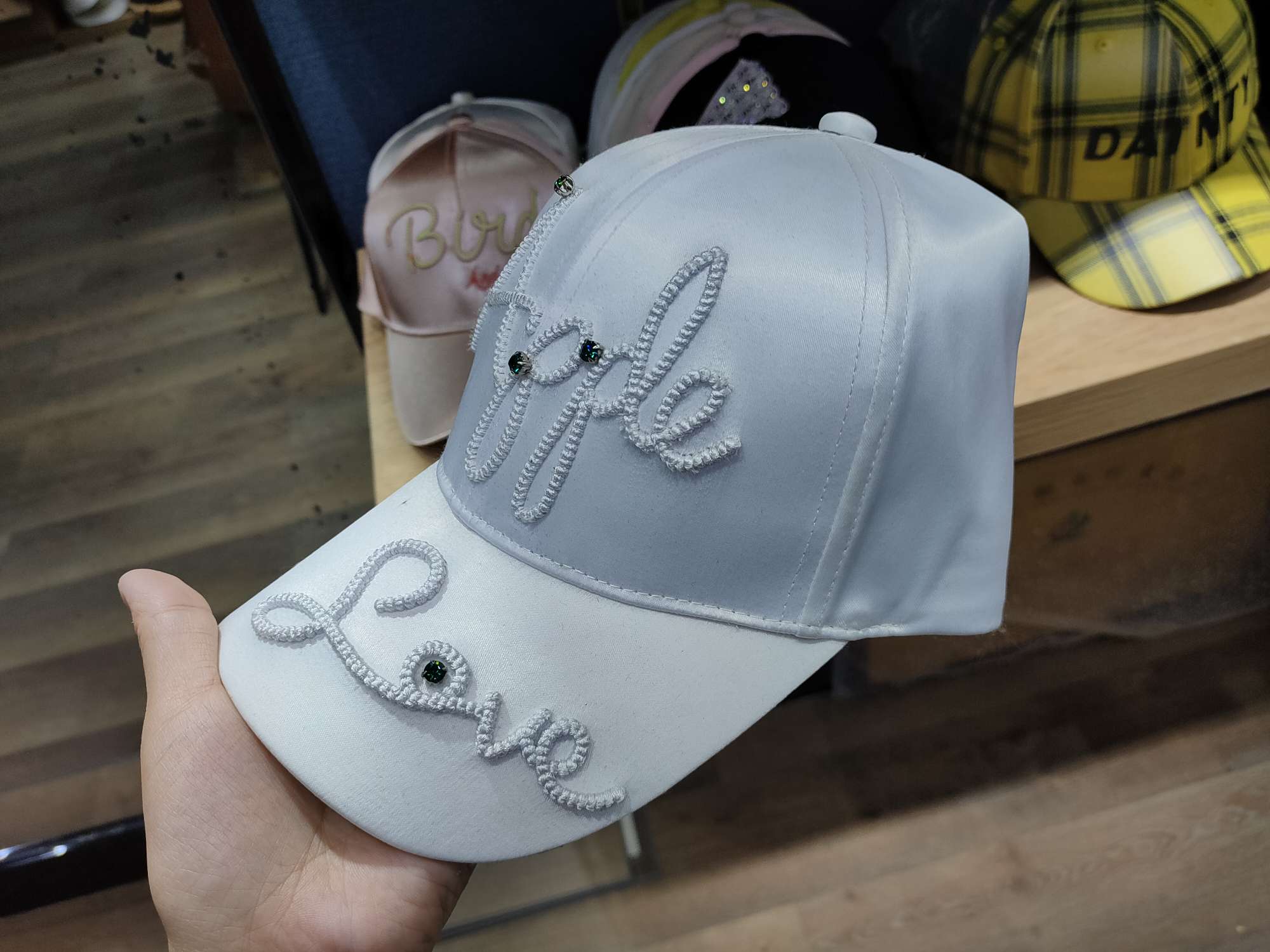 Shiny diamond baseball cap detail image 2
