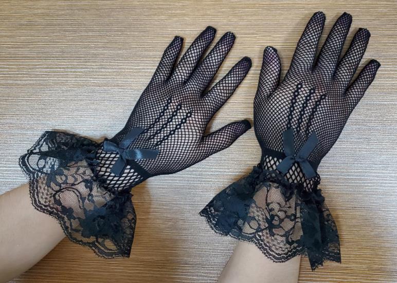 Woven mesh with bow gloves thumbnail