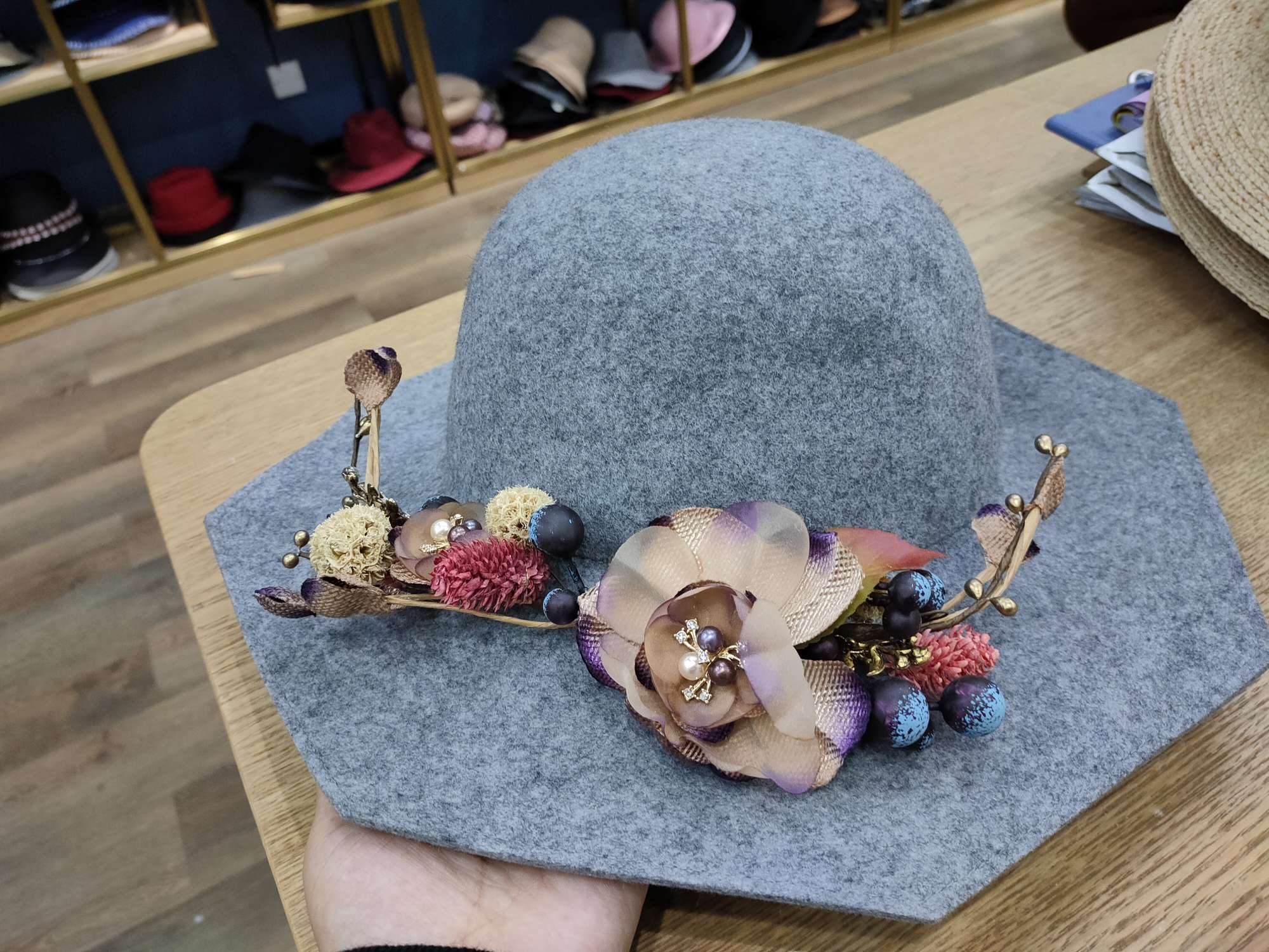 奢华定型羊毛帽子详情图1