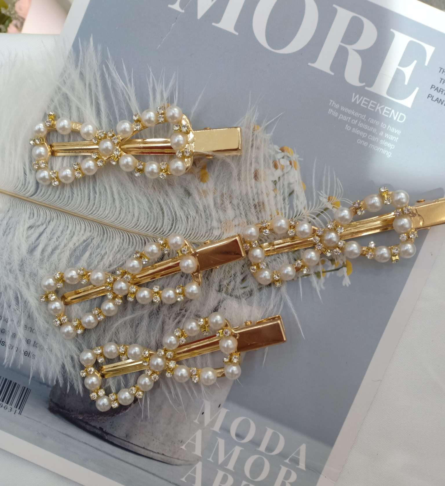 Net red 2020 new pearl hair clip female rhinestone clip headdress edge clip girl's head clip hairclip