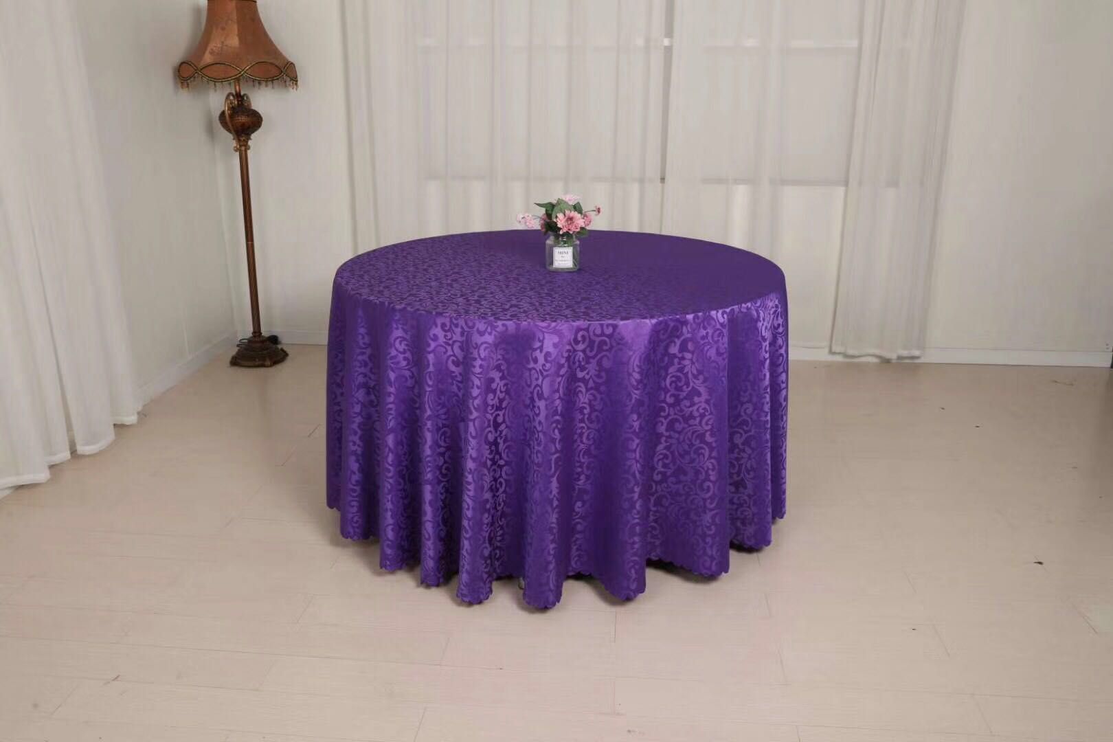 全涤提花紫色圆形180桌布图