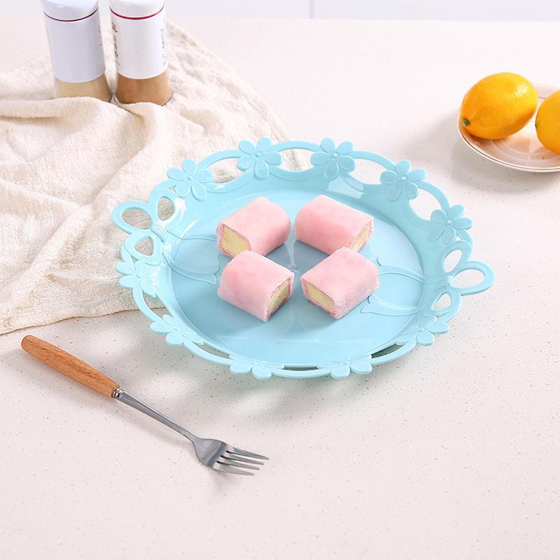 塑料水果盘带盖圆形试吃盘蛋糕盘甜品点心盘零食盘精品盘子 大号  申 205产品图