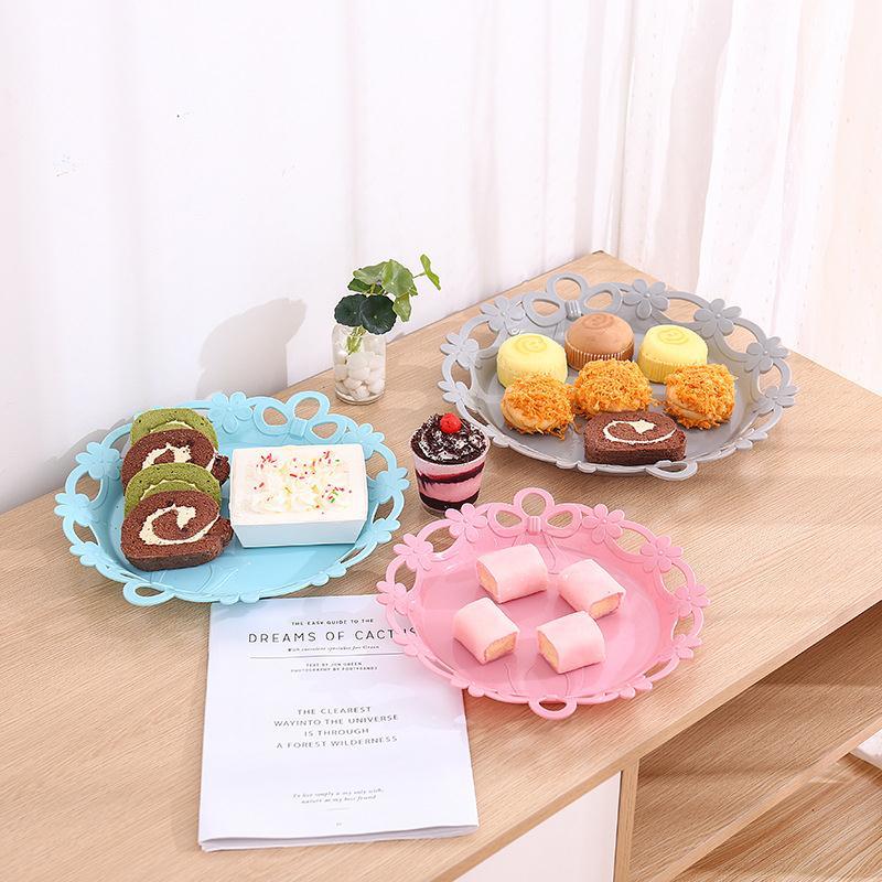 塑料水果盘带盖圆形试吃盘蛋糕盘甜品点心盘零食盘精品盘子 大号  申 205细节图