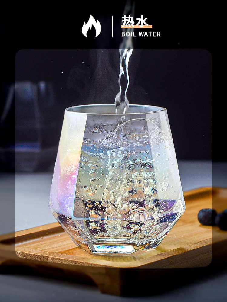 Hexagonal Cup With Gold Rim Gold Rim