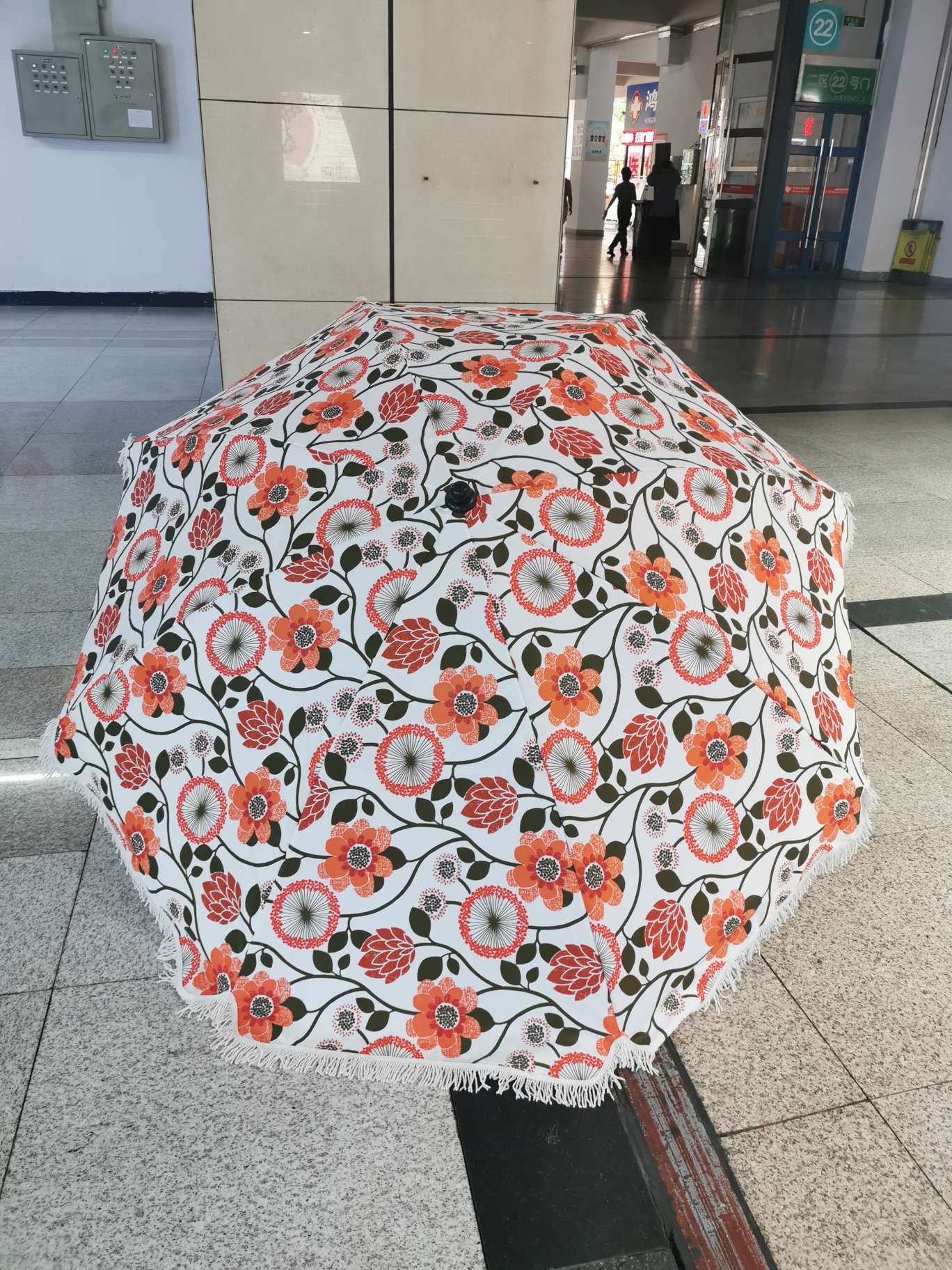 Hengyang brand outdoor rain and sun protection patterned fringed beach umbrella detail image 7