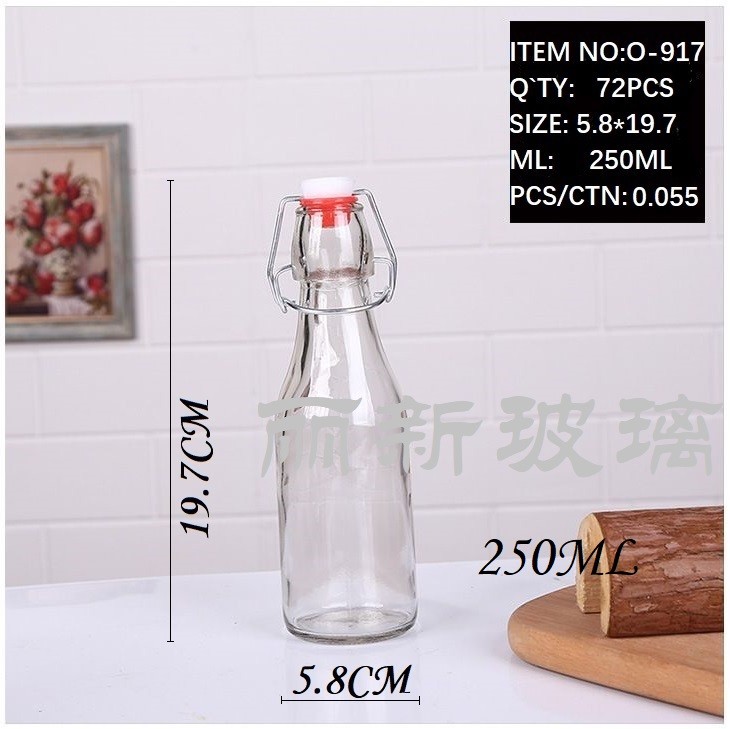 玻璃密封卡扣瓶饮料瓶果汁瓶牛奶瓶酵素瓶详情图8