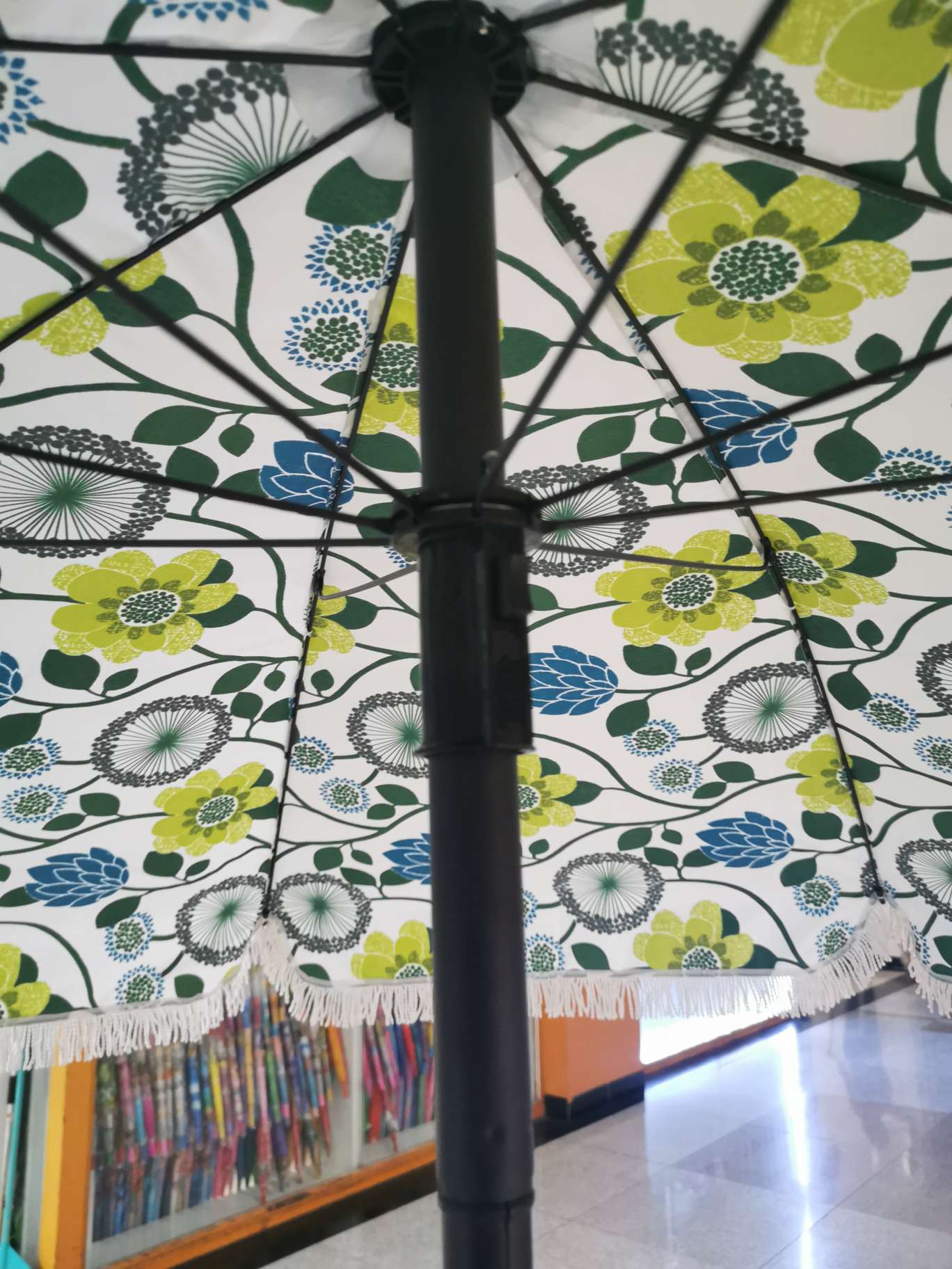 Hengyang brand outdoor rain and sun protection patterned fringed beach umbrella detail image 5