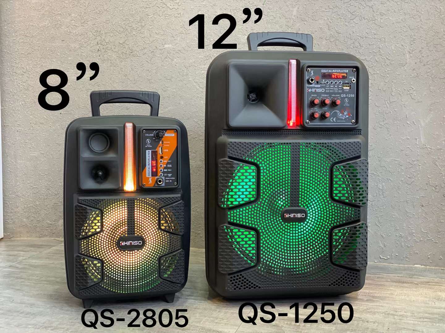 Q's 8寸12寸手提音响便携式音箱插卡式音箱广场舞音响blue tooth speaker白底实物图