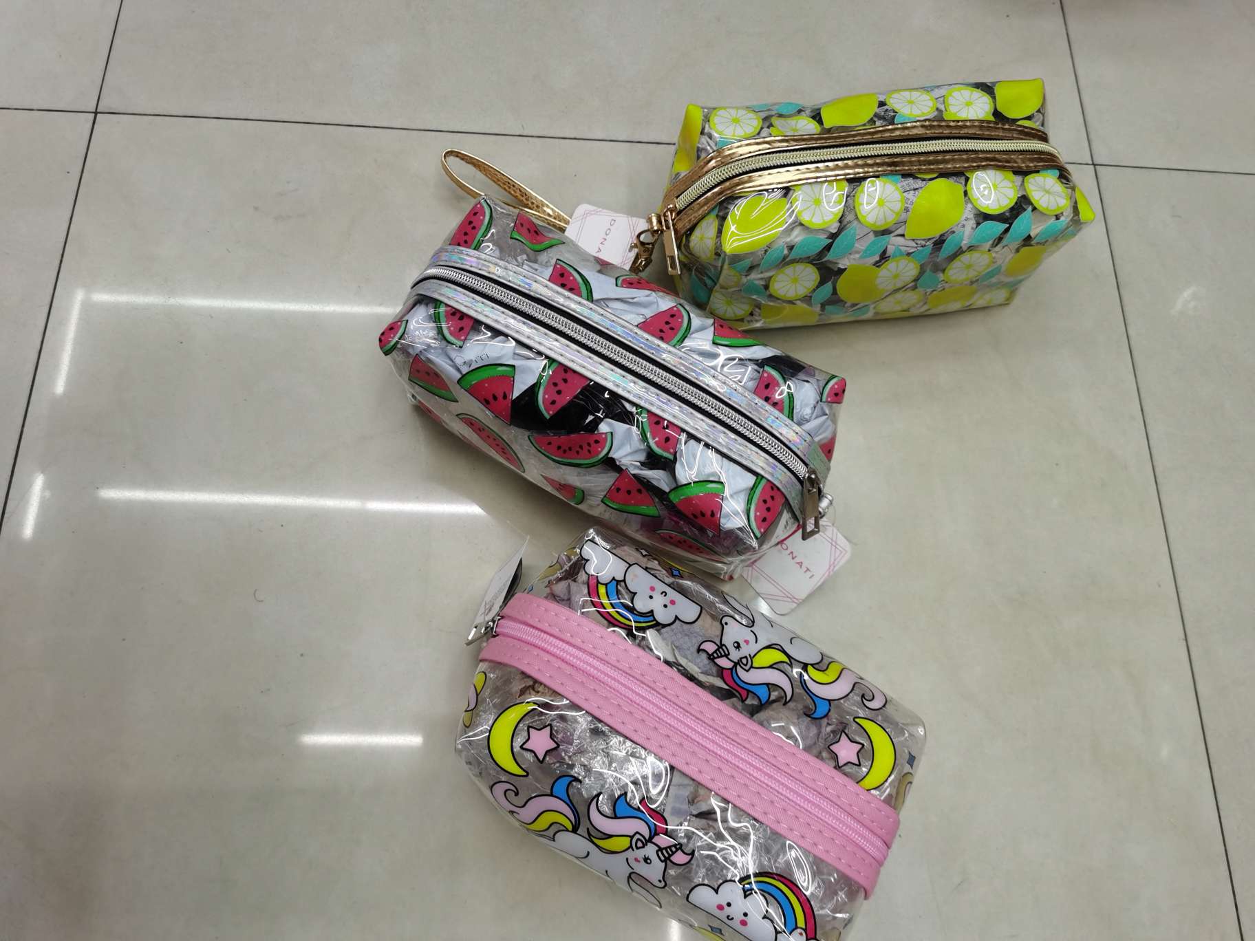 化妆包/化妆包带镜子/七彩化妆包/化妆品网纱包/化妆包网纱产品图