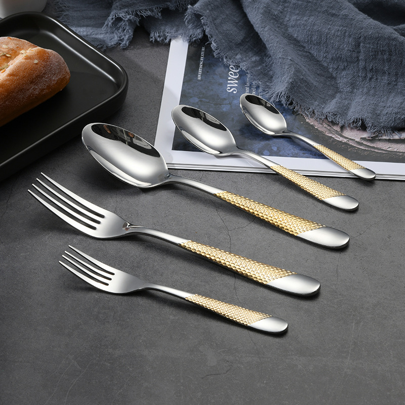 Manufacturer exports 201 stainless steel knife, fork and spoon sets for Western restaurants and hotels, including steak knives, forks and spoons detail image 1