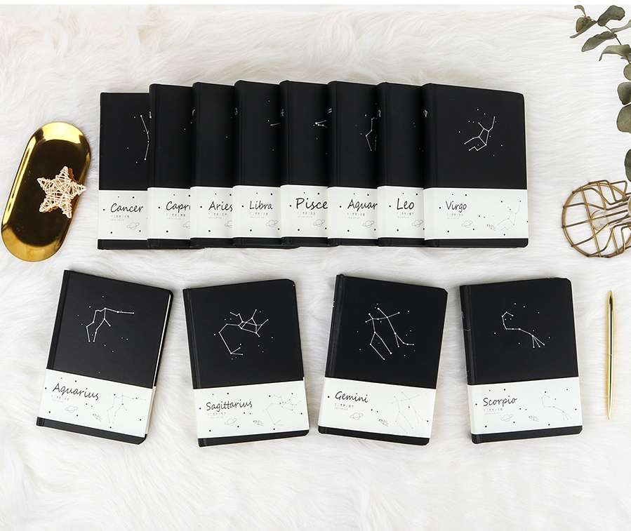 Retro style writing book simple and fresh A5 hardcover blank + horizontal + dot + grid twelve constellations thumbnail