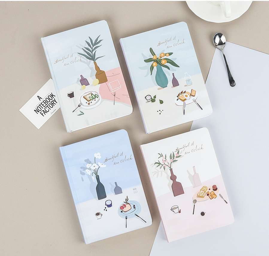 Retro style writing book simple and fresh A5 hardback blank + horizontal + lattice + lattice 9 o 'clock breakfast thumbnail
