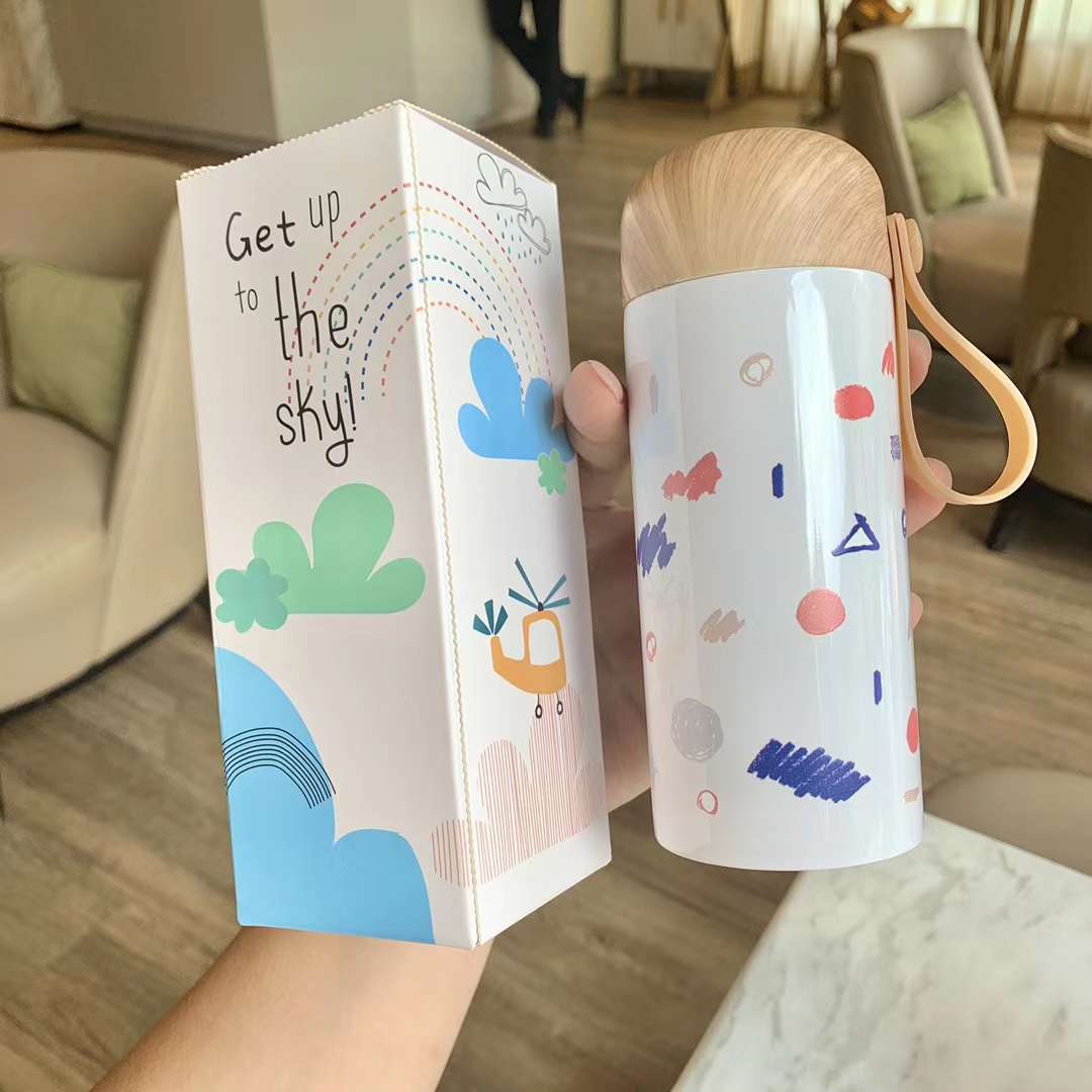 口袋杯QQ杯迷你杯不锈钢真空保温便携吊带杯木纹盖详情图5