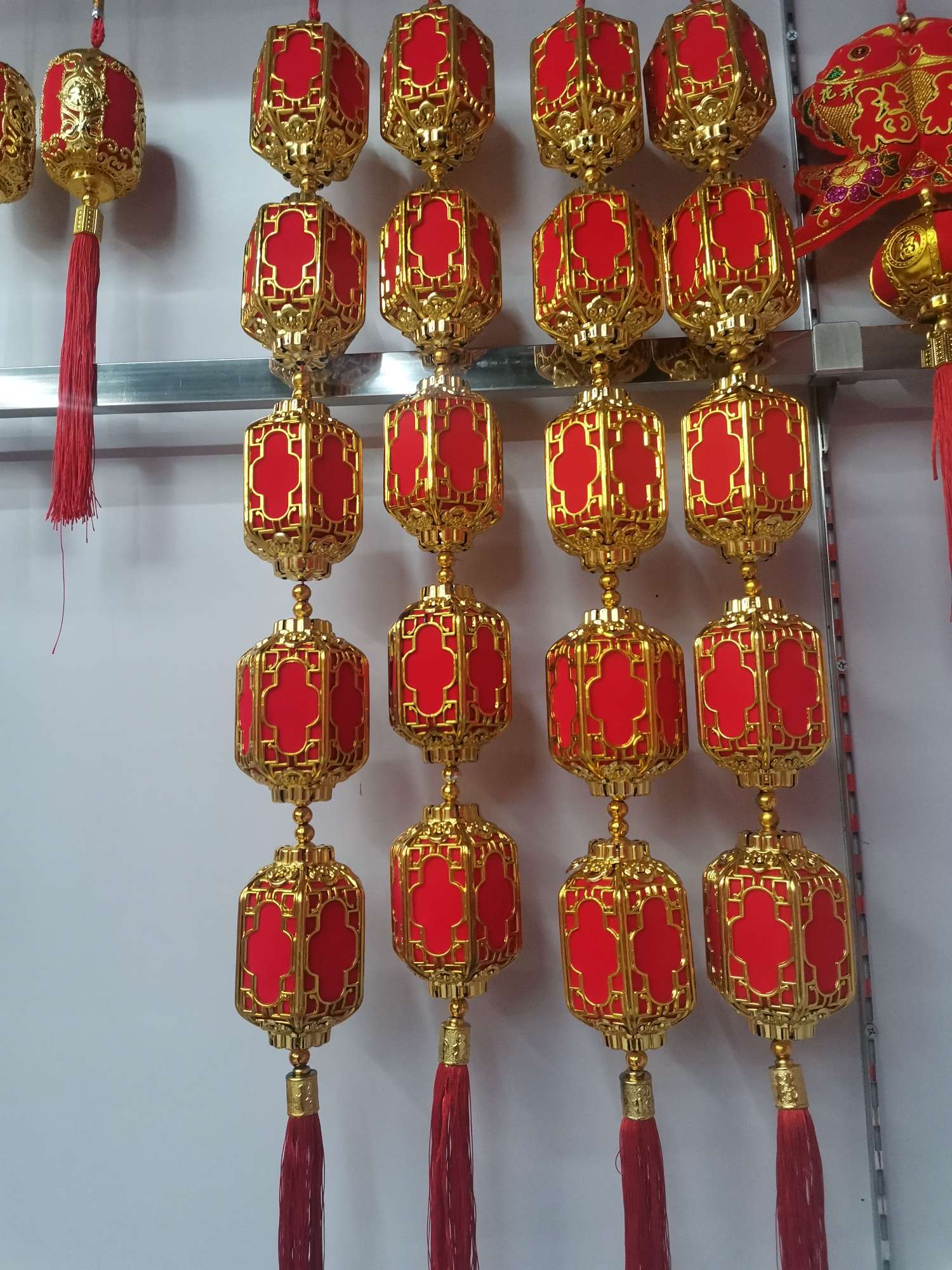 Flocked window flower-style lantern string, big red lantern factory direct sales, good quality products from Yiwu