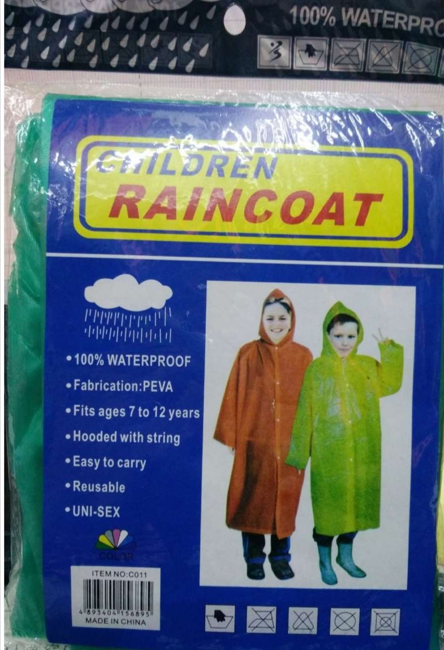 Disposable raincoats for children