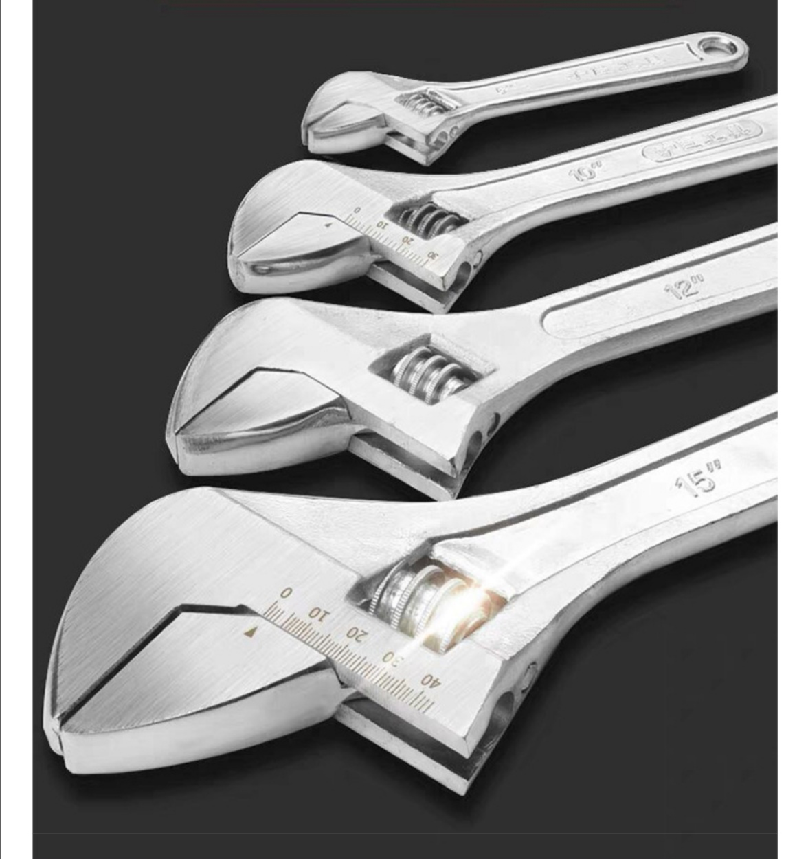 活动扳手多功能开口扳手五金工具锻打材质10寸活动扳手插卡包装详情图9