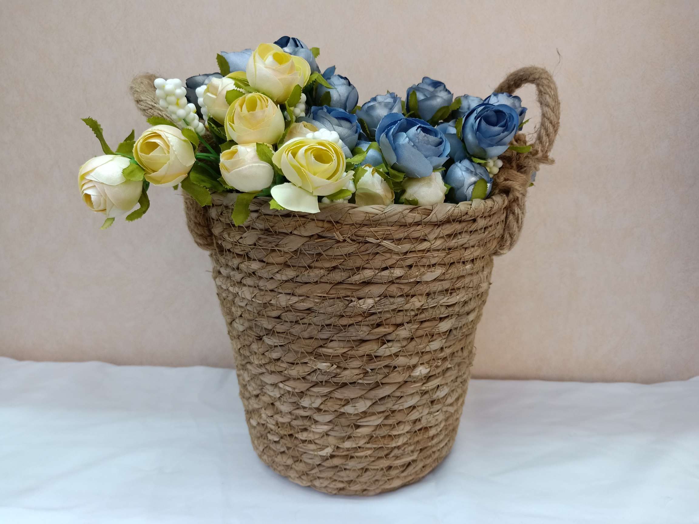 浩克田园风草编花篮花器 麻绳装饰 收纳摆件044详情图6