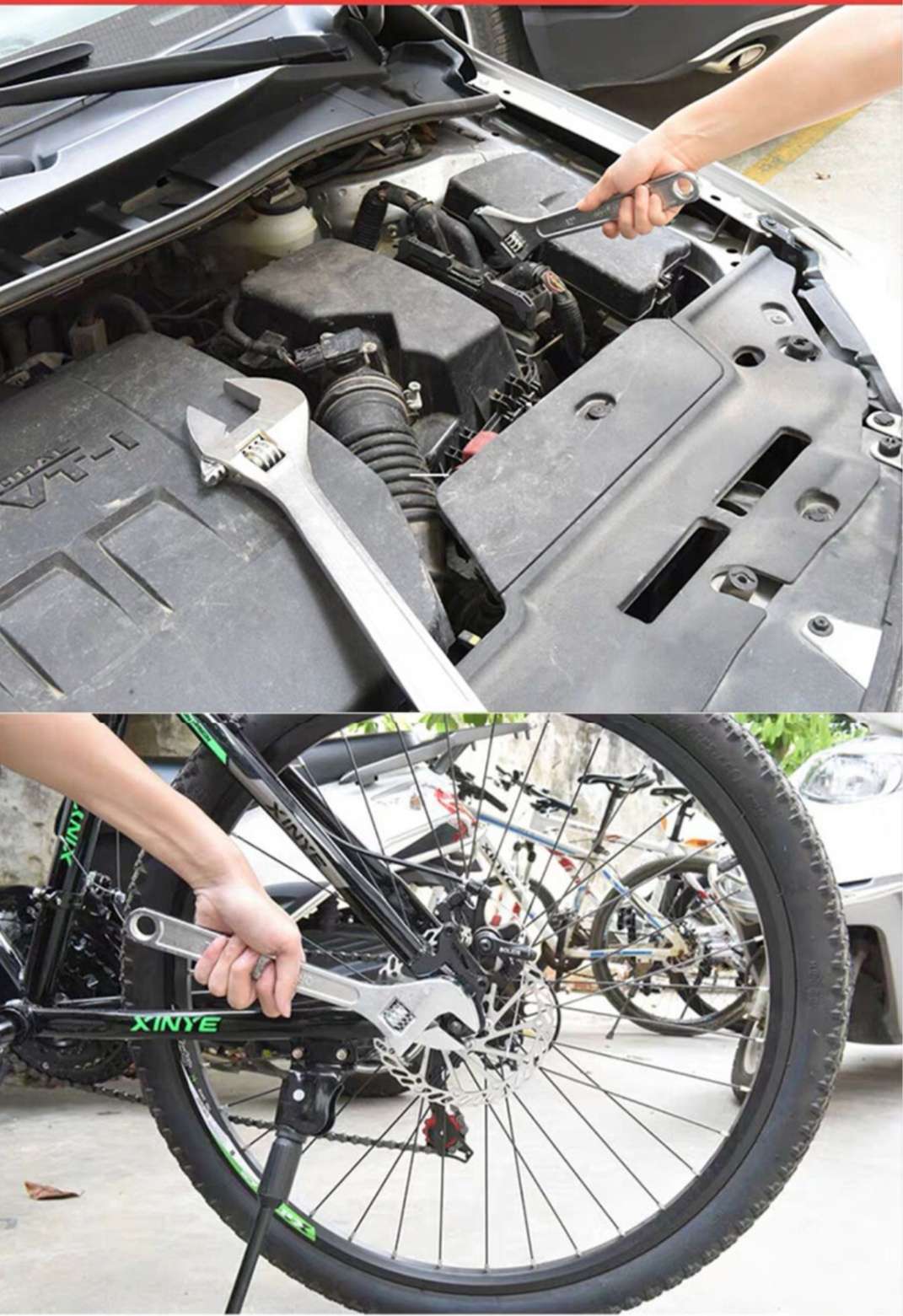 活动扳手多功能开口扳手五金工具锻打材质10寸活动扳手插卡包装详情图4