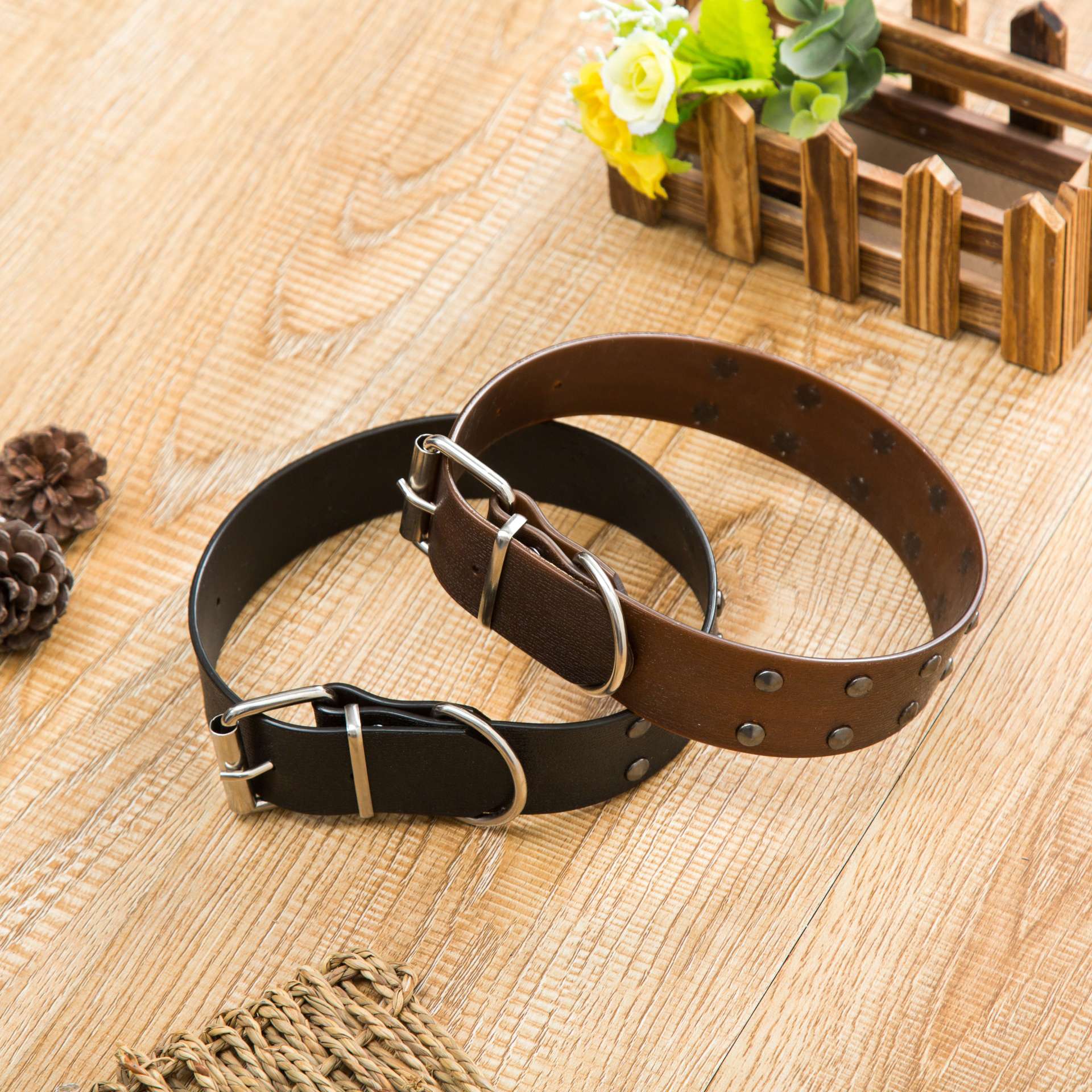 宠物宝宝们PU皮带项圈加上双排铜泡钉，尽显高端大气上档次！详情图10