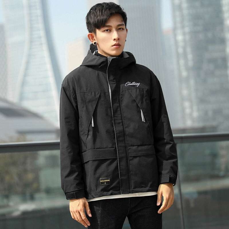 Popular logo jacket spring and autumn Korean version of the work wear men autumn jacket versatile hooded autumn and winter handsome thumbnail