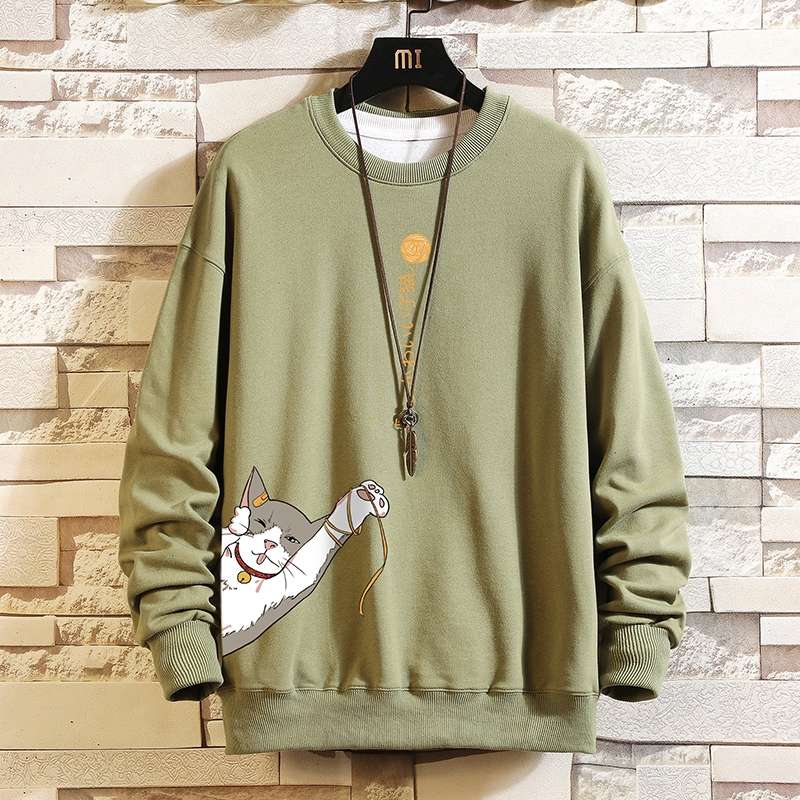 Hoodie men's autumn Korean version of loose round collar clothes jumper with fat xl fat popular logo long sleeve coat thumbnail