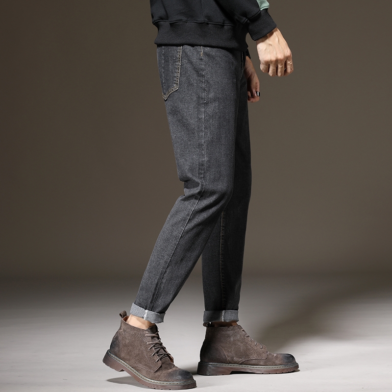 2020秋季黑灰色牛仔裤男直筒宽松休闲长裤韩版潮流百搭裤子男潮牌细节图