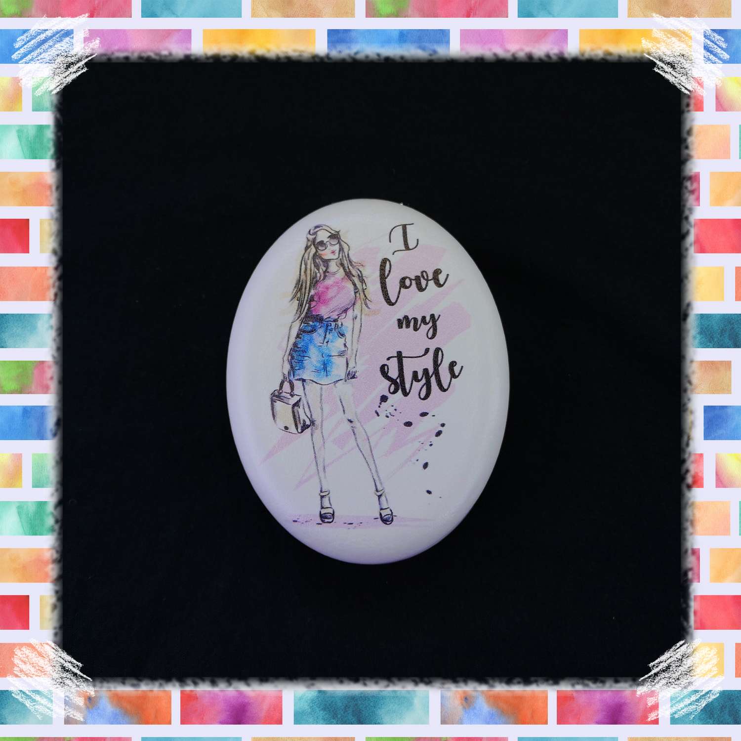 14193M 椭圆形双面印皮镜细节图