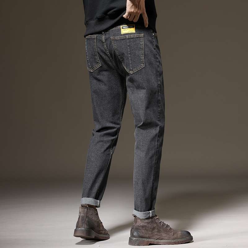 2020秋季黑灰色牛仔裤男直筒宽松休闲长裤韩版潮流百搭裤子男潮牌详情图2