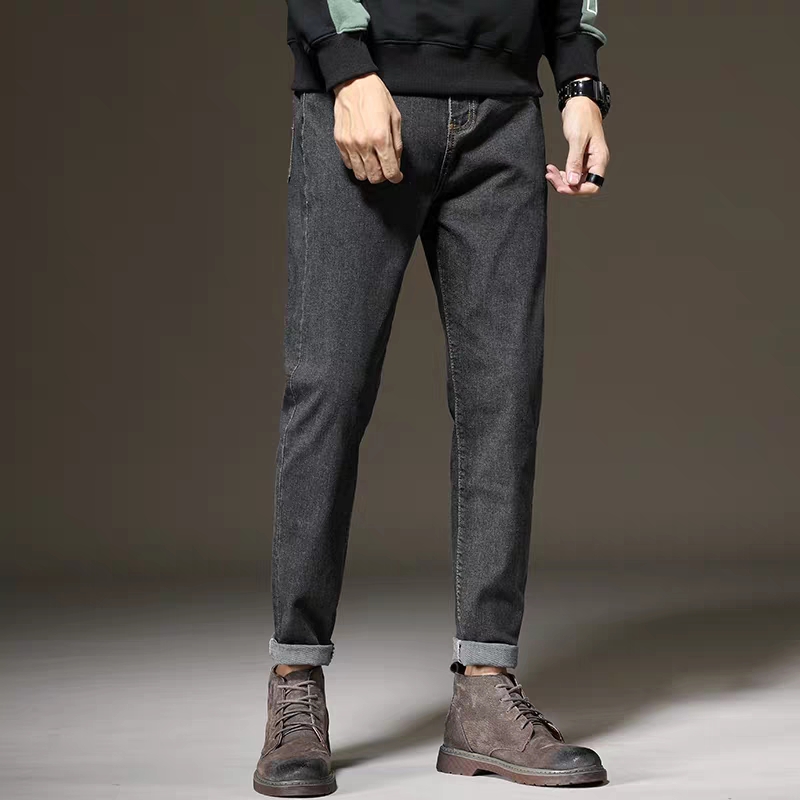 2020秋季黑灰色牛仔裤男直筒宽松休闲长裤韩版潮流百搭裤子男潮牌详情图4