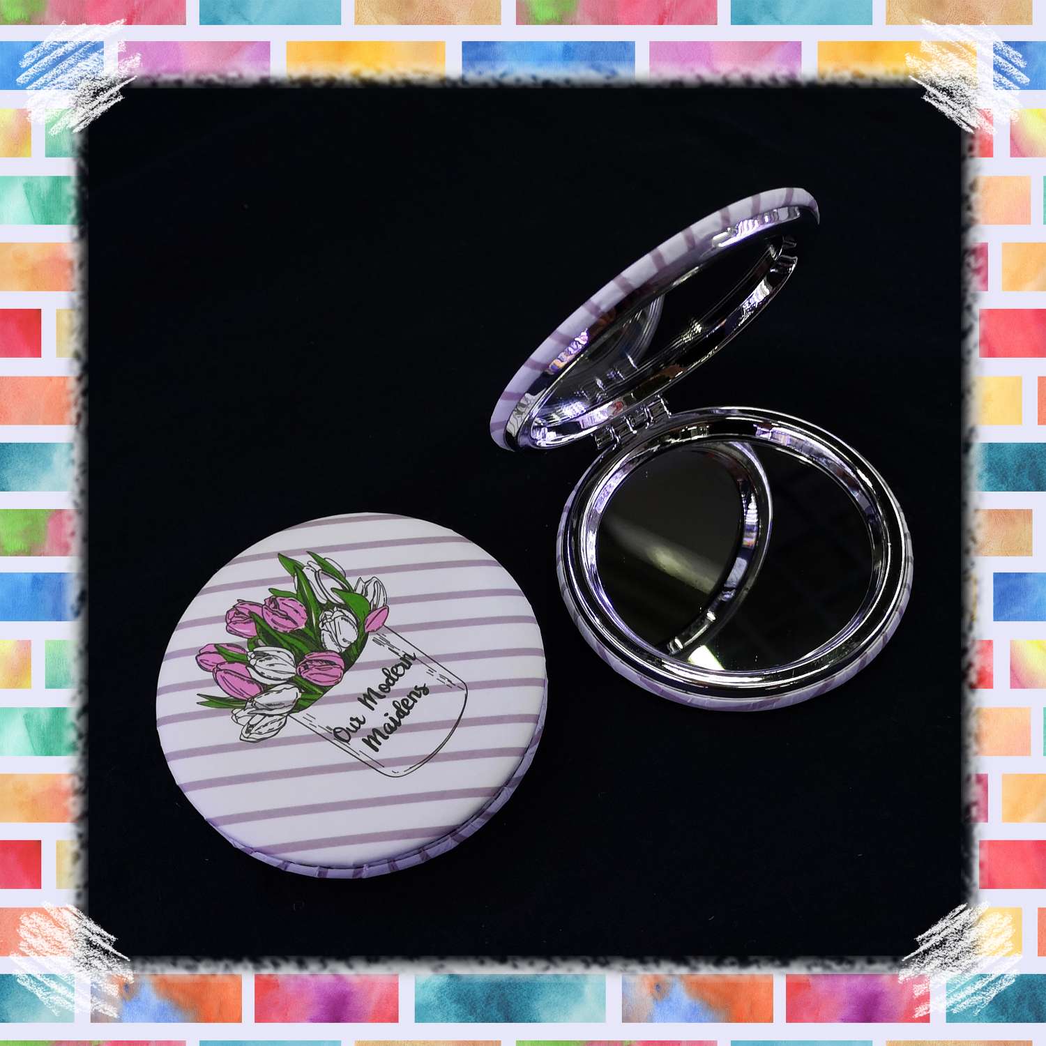 14193M 化妆镜 圆形双面电镀70小镜子白底实物图