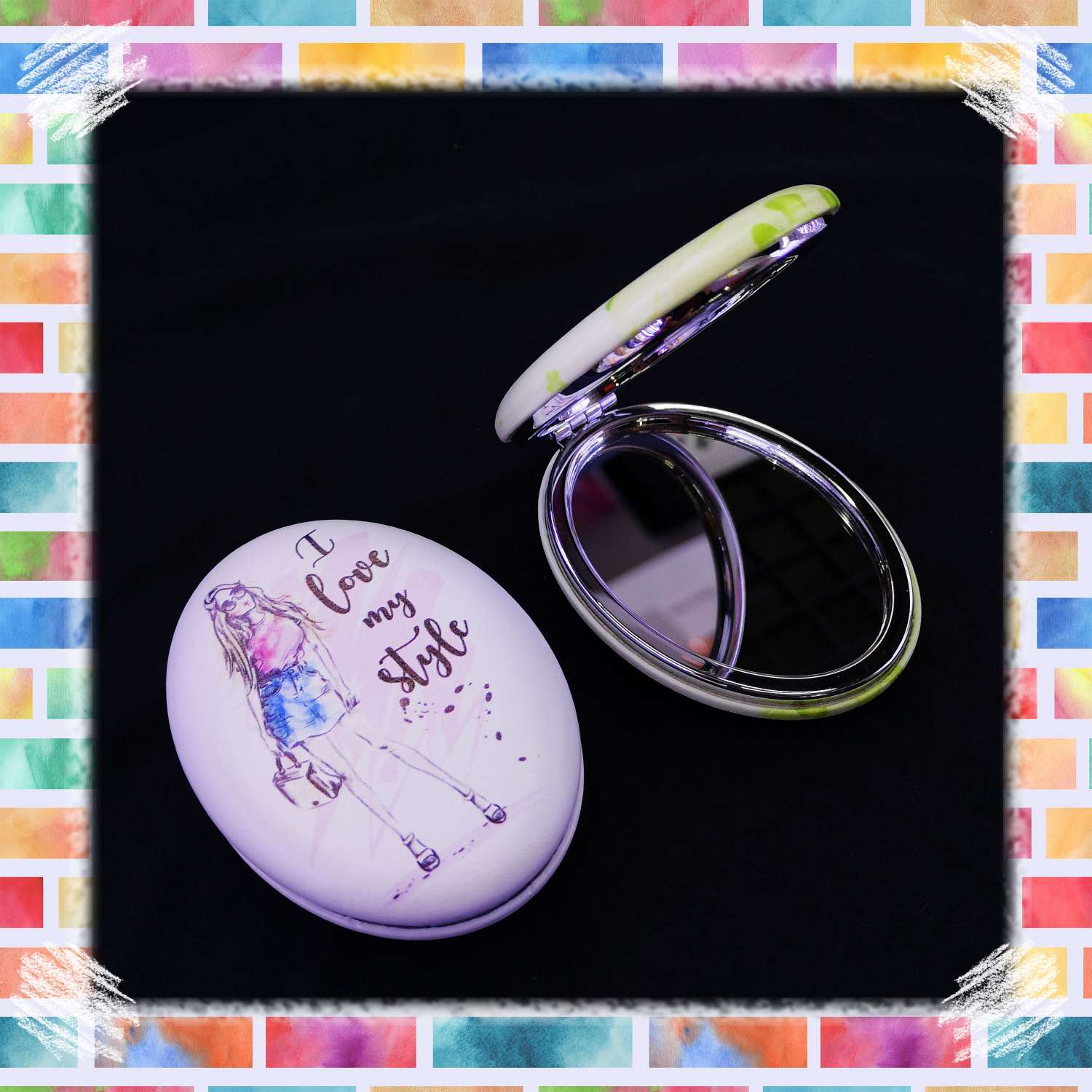 14193M 椭圆形双面印皮镜图