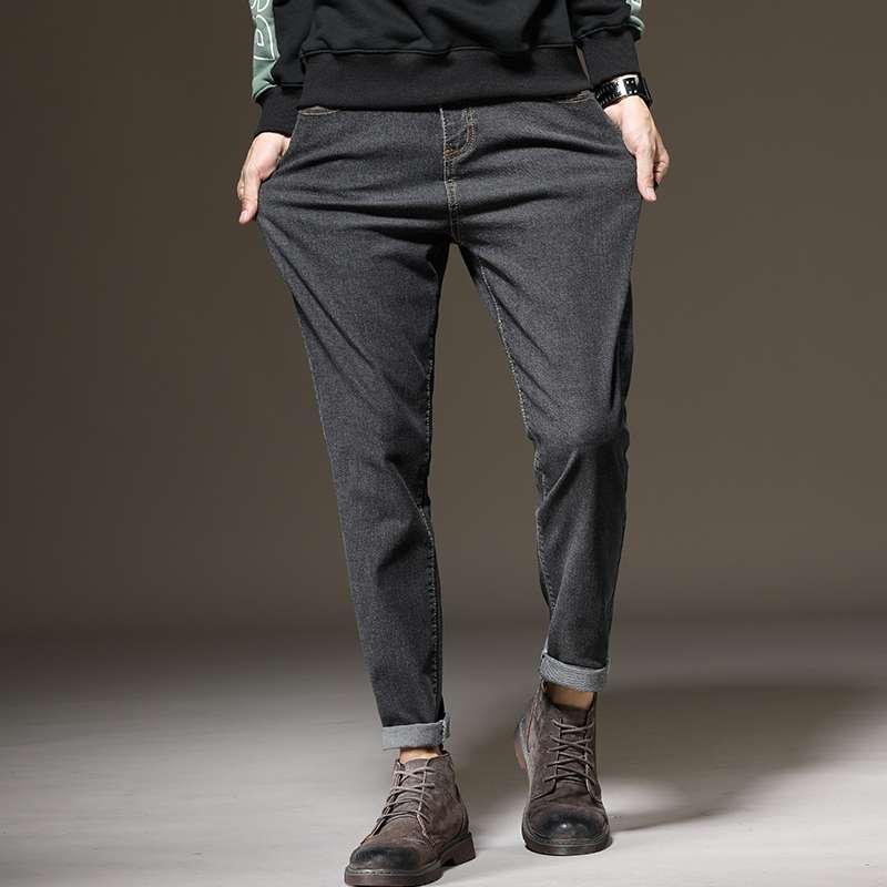 2020秋季黑灰色牛仔裤男直筒宽松休闲长裤韩版潮流百搭裤子男潮牌详情图1