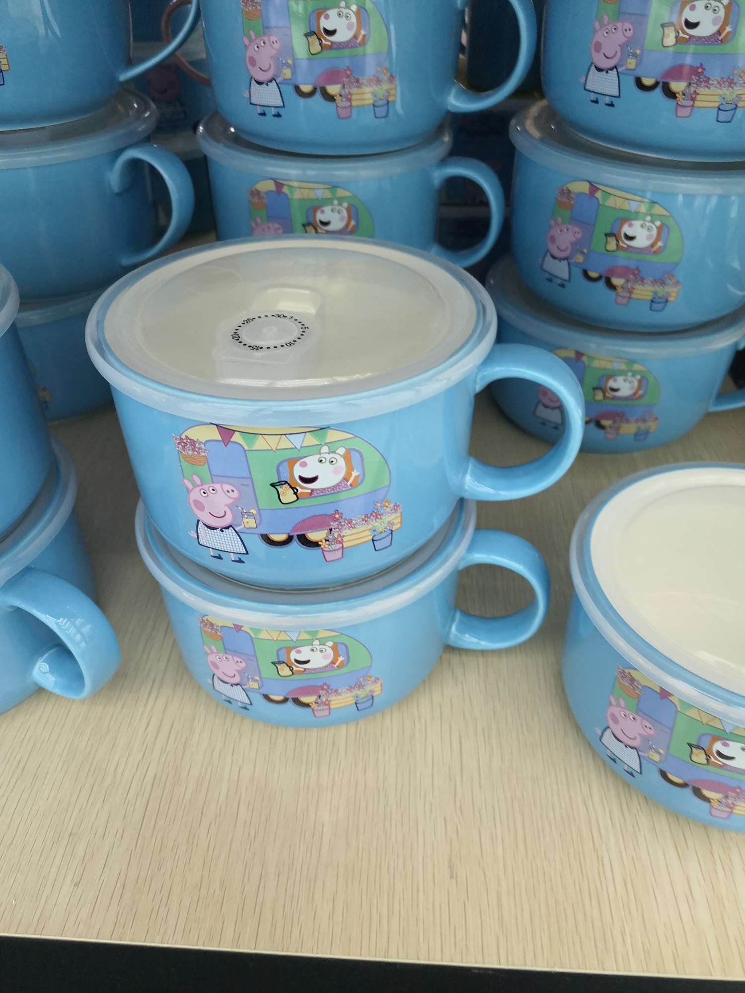 Licensed Peppa Pig 5.25 High Helicopter Soup Cup Noodle Bowl Breakfast Cup Specification drawing