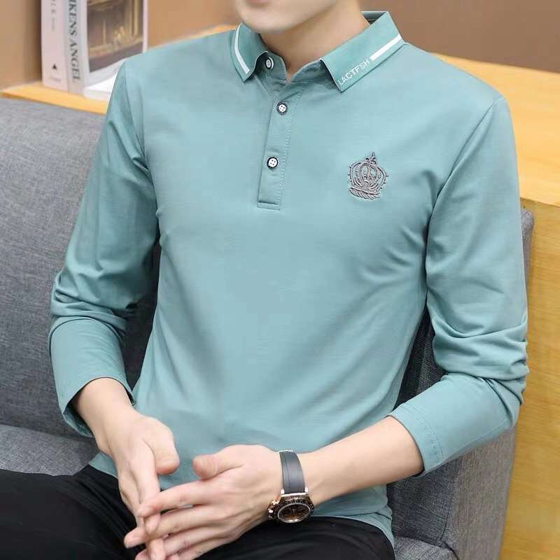 青少年时尚翻领长袖polo衫6621#。细节图