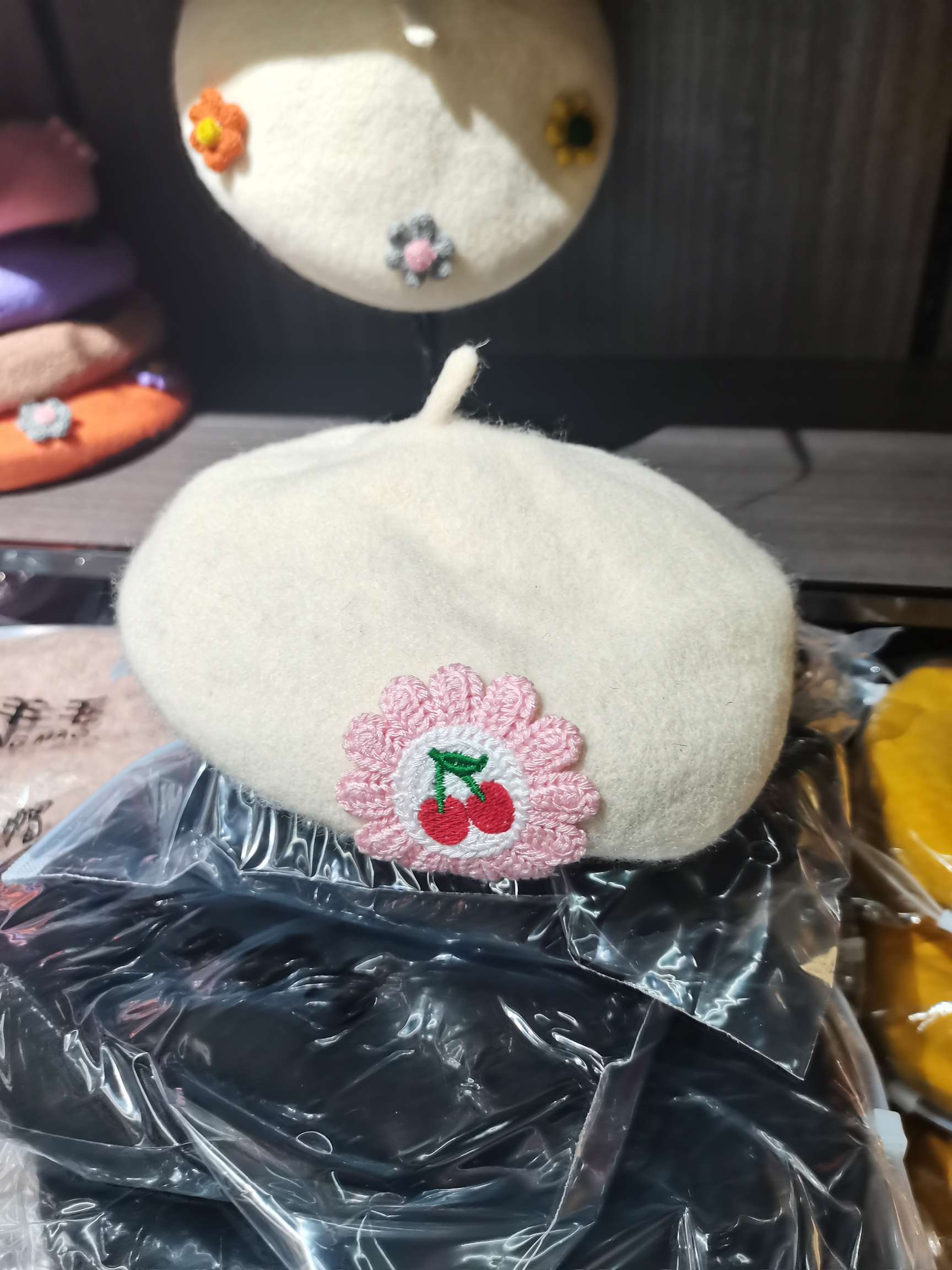Children's Wool Berets With Large Flowers