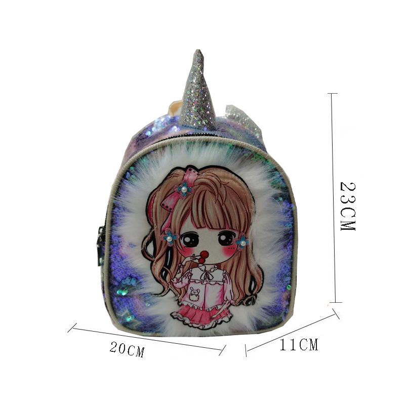 卡通儿童迷你小背包 可爱女孩时尚彩色亮片 耳朵韩版带灯双肩包详情图1