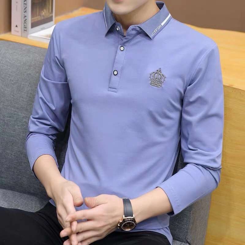 青少年时尚翻领长袖polo衫6621#。详情图1