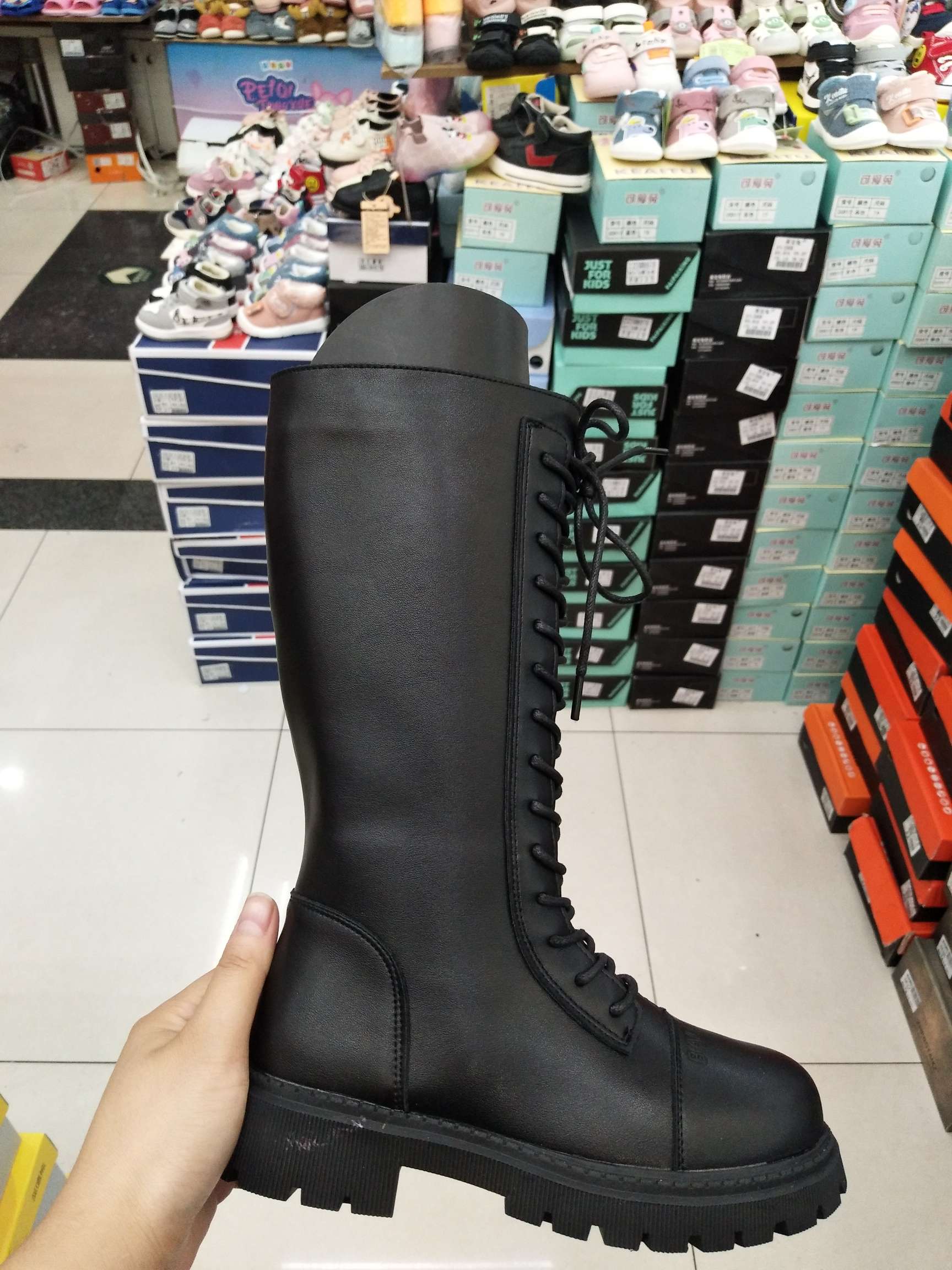 Brand leather long Dr. Martens boots 27-38 details Picture
