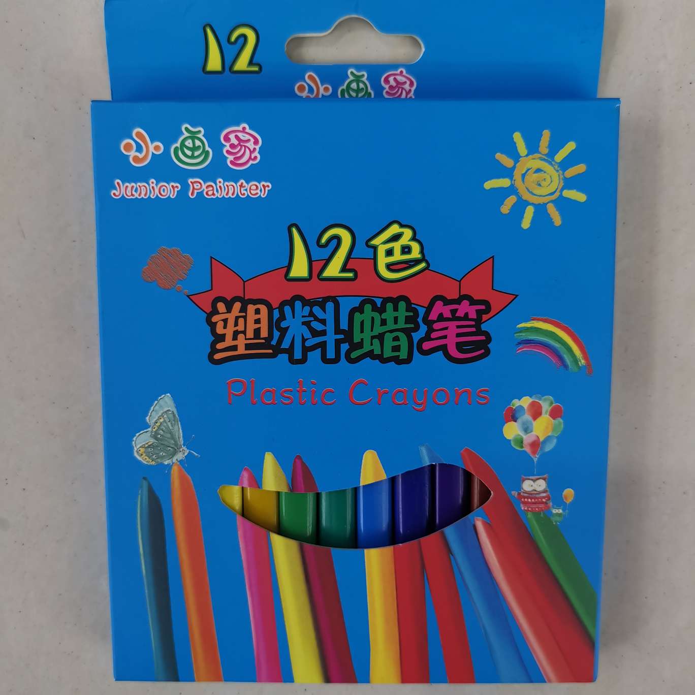 12 color plastic crayons