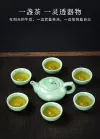 Koi tea set, one pot, six cups, Kung Fu cups, ceramic cups, tea cups, Tao Li Family 060 details Picture