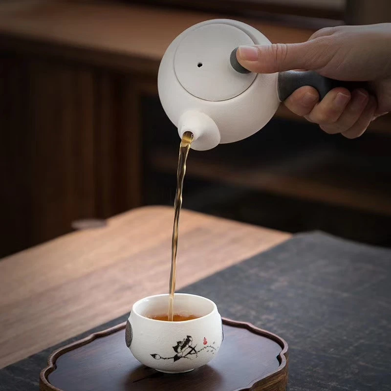 Snowflake tea set, Gongfu tea household small set, Ceramic verification tea ceremony, one pot, 6 cups, Tao Li Family 062 detail image 5