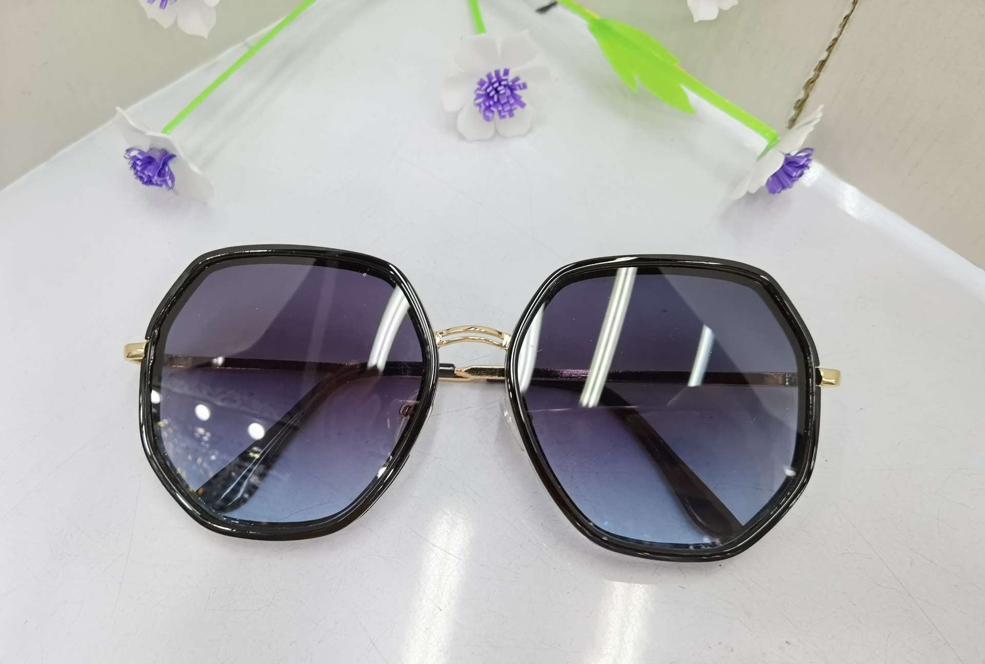 FP1183 2020 in-stock sunglasses, Korean-style popular sunshade glasses, fashionable large-frame same type UV protection sunglasses, polygonal sunglasses, trendy retro fashion sunglasses, radiation-proof glasses details Picture