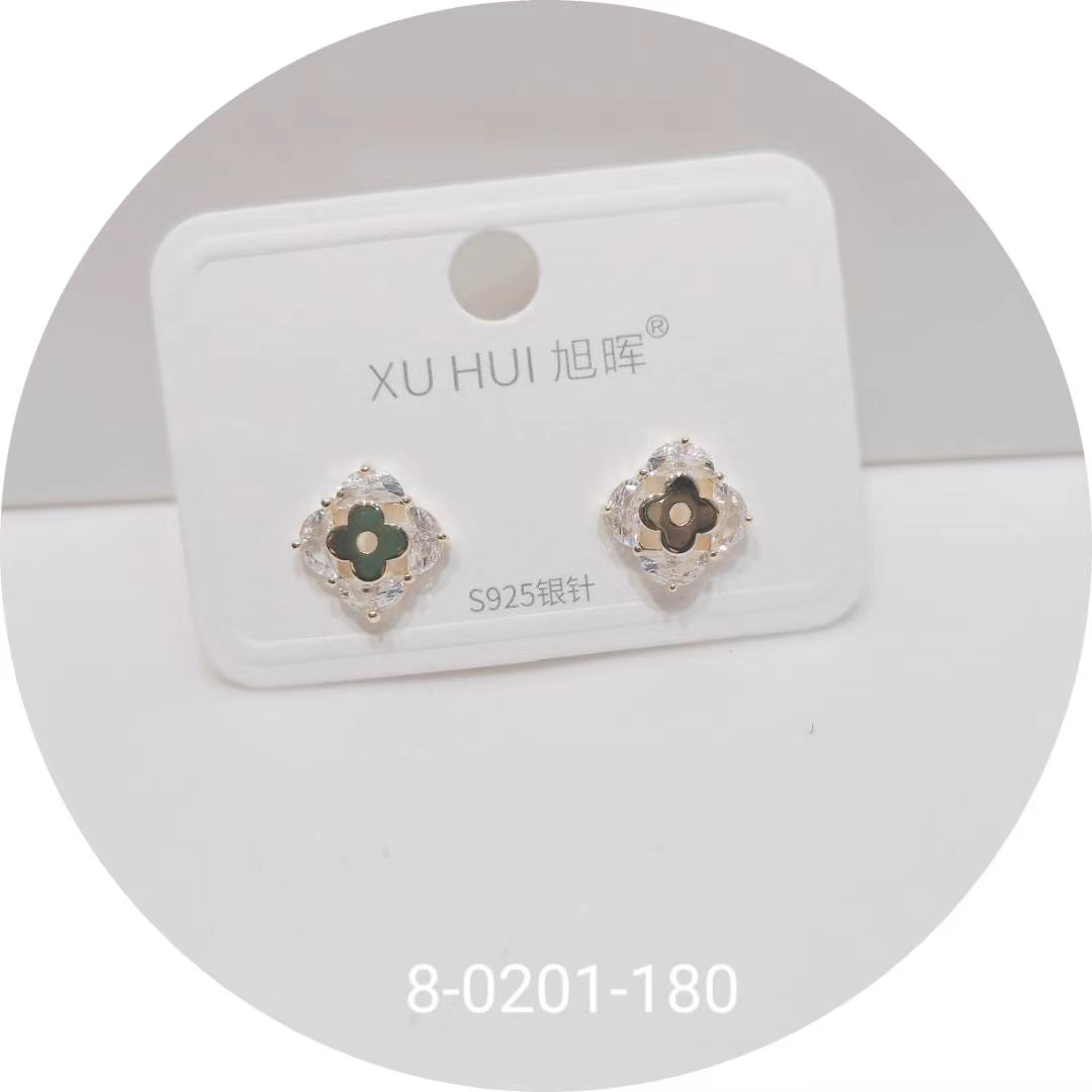 S925 silver needle bronze set 3A zircon earrings