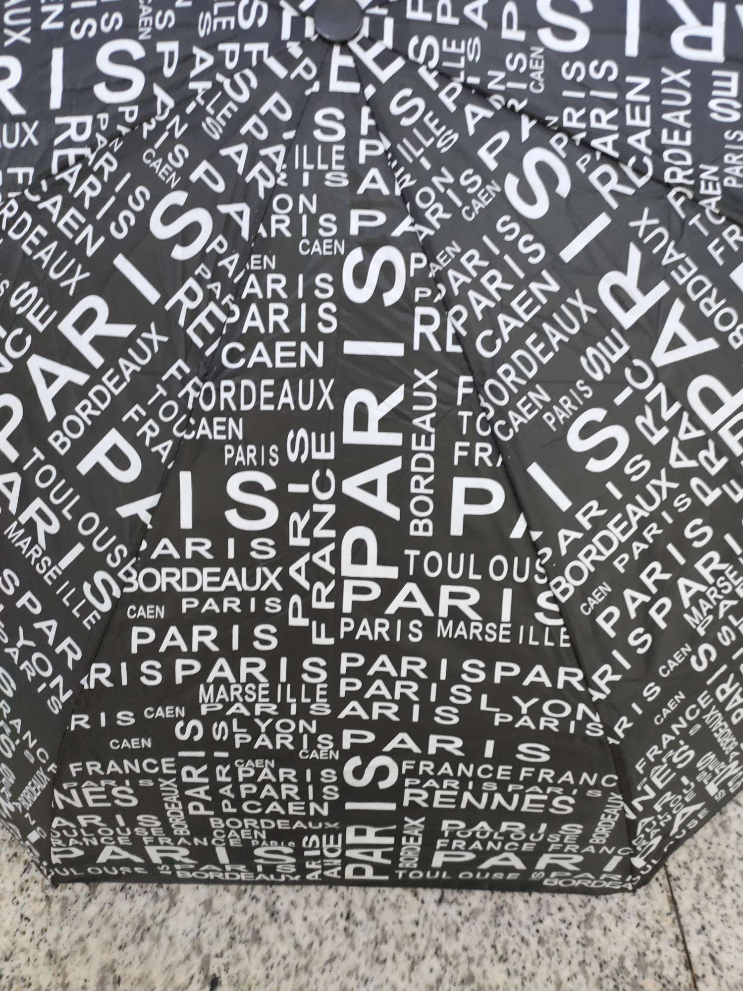 55cm8k three-fold ultra-mini umbrella, polyester silk fabric printed with Parisian letters detail image 6