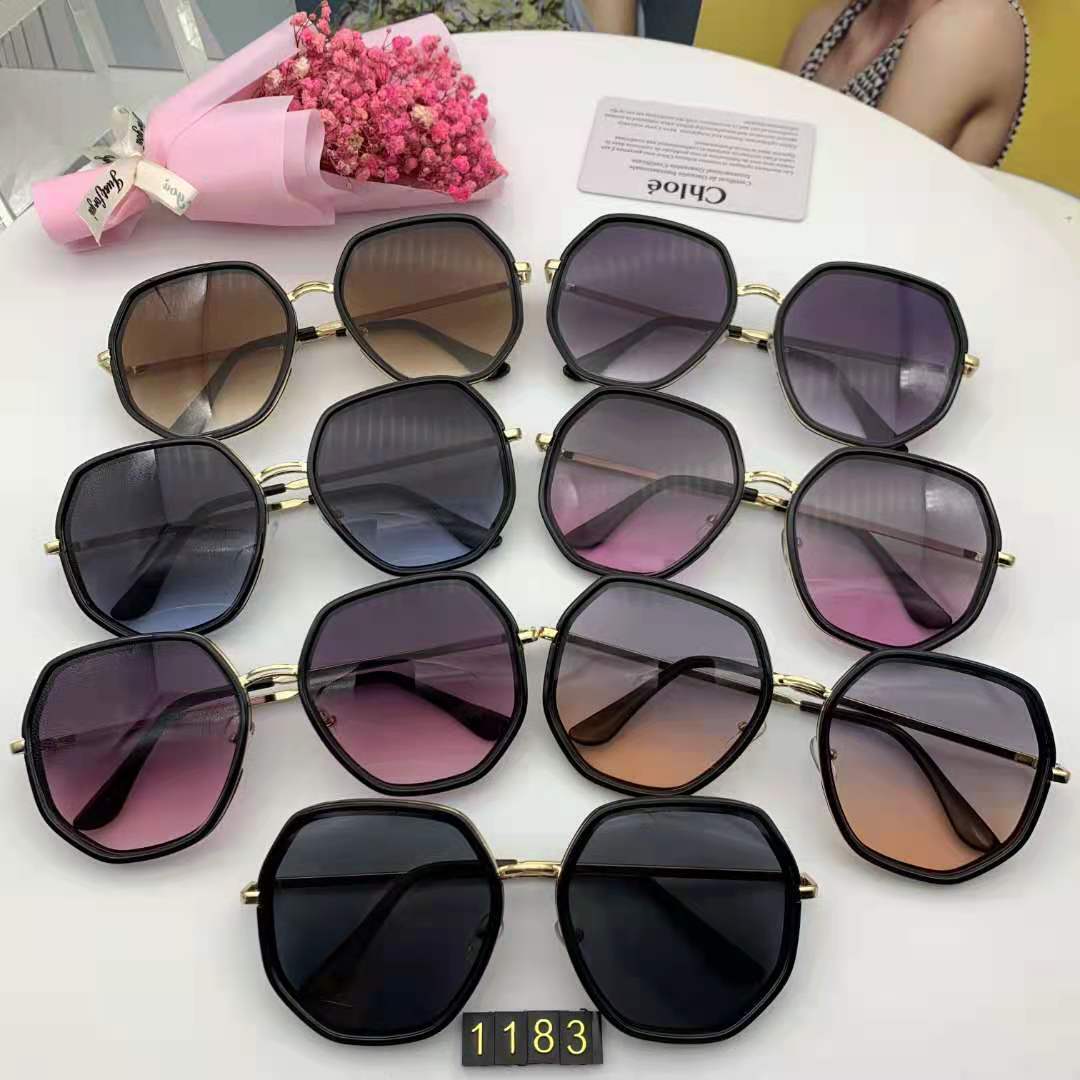FP1183 2020 in-stock sunglasses, Korean-style popular sunshade glasses, fashionable large-frame same type UV protection sunglasses, polygonal sunglasses, trendy retro fashion sunglasses, radiation-proof glasses detail image 1