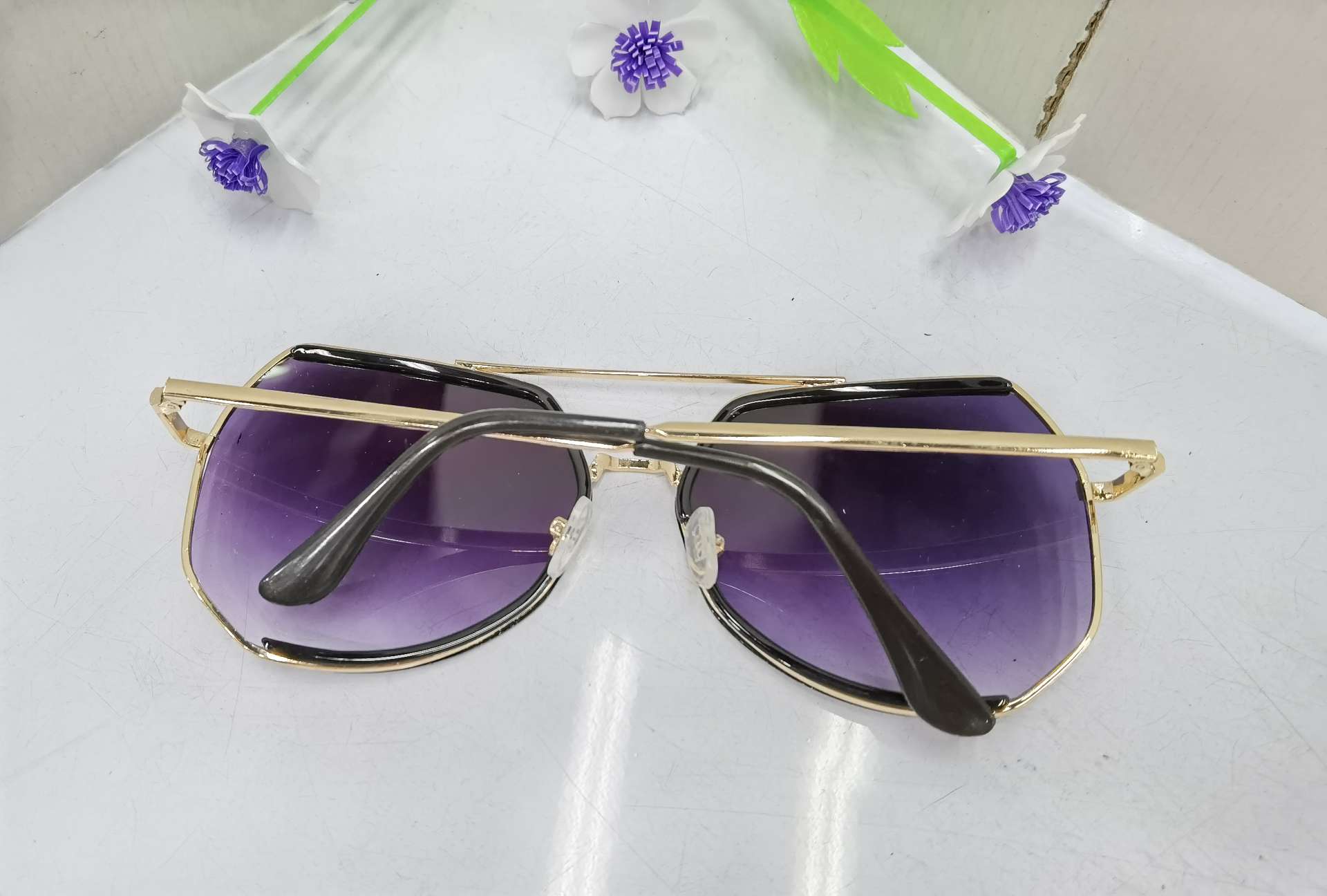 FP1041 color plate style 2020 in-stock sunglasses, Korean version internet-famous sunshade glasses, fashionable large-frame same style UV protection sunglasses, polygonal sunglasses, trendy retro fashion sunglasses, radiation-proof glasses detail image 5