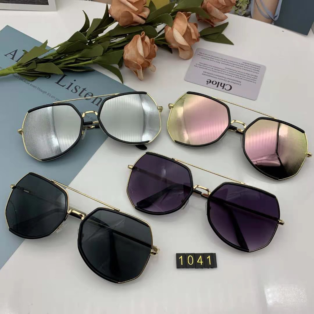 FP1041 color plate style 2020 in-stock sunglasses, Korean version internet-famous sunshade glasses, fashionable large-frame same style UV protection sunglasses, polygonal sunglasses, trendy retro fashion sunglasses, radiation-proof glasses detail image 3