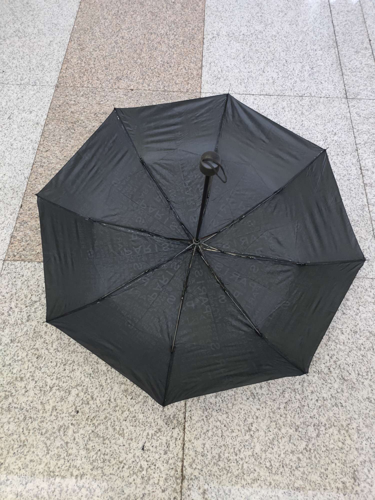 55cm8k three-fold ultra-mini umbrella, polyester silk fabric printed with Parisian letters detail image 3