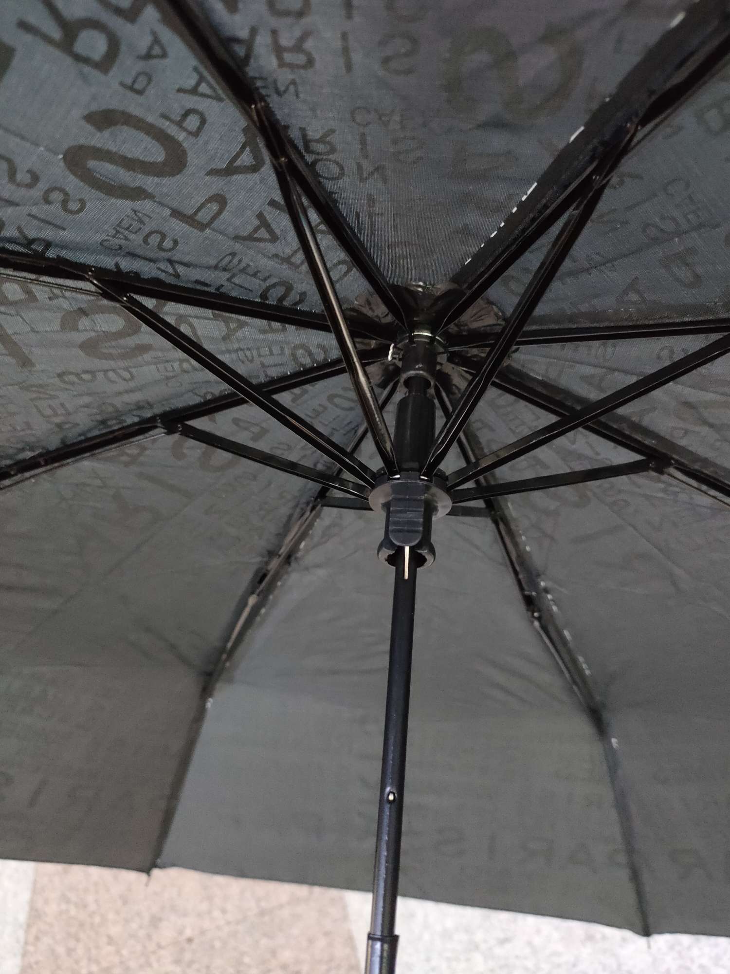 55cm8k three-fold ultra-mini umbrella, polyester silk fabric printed with Parisian letters details Picture